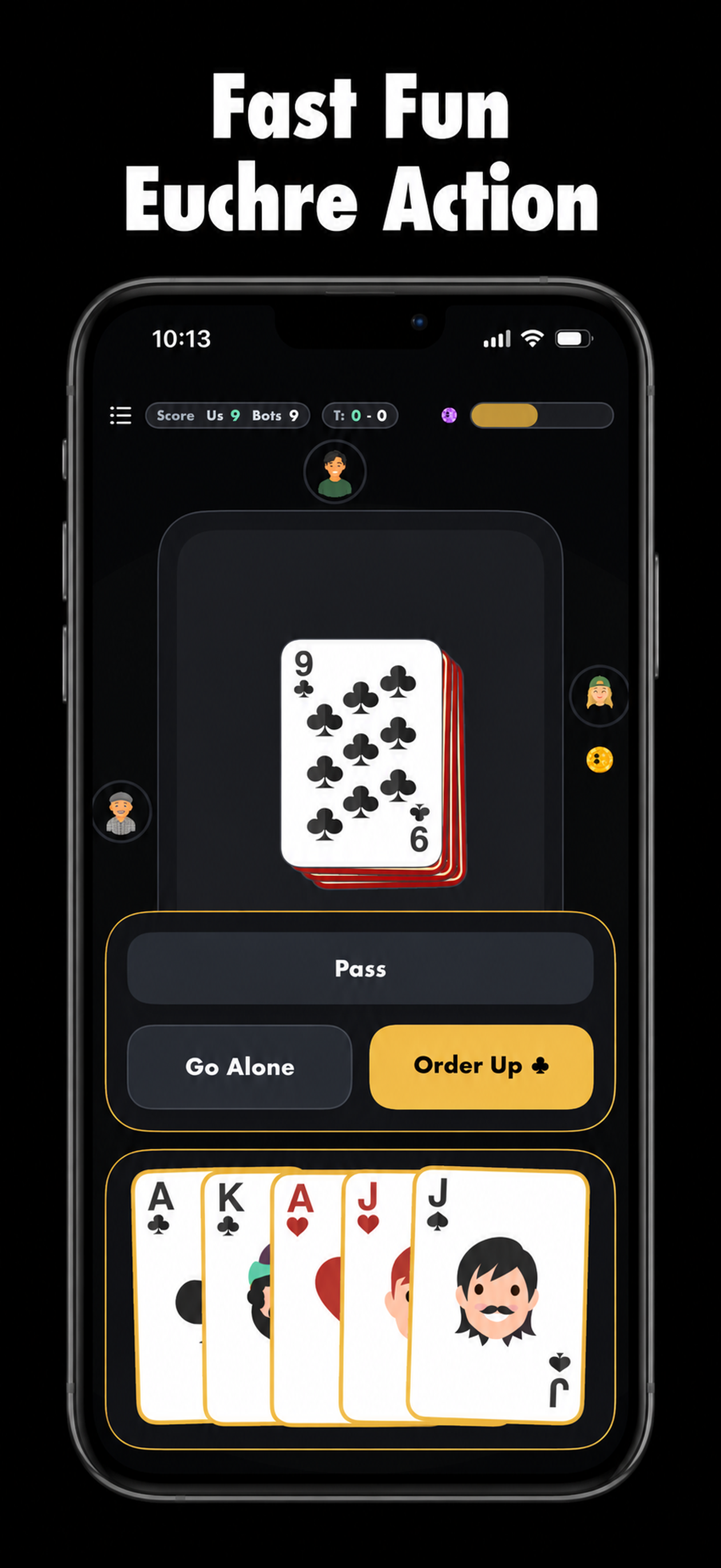 Euchre with Friends gameplay on iPhone